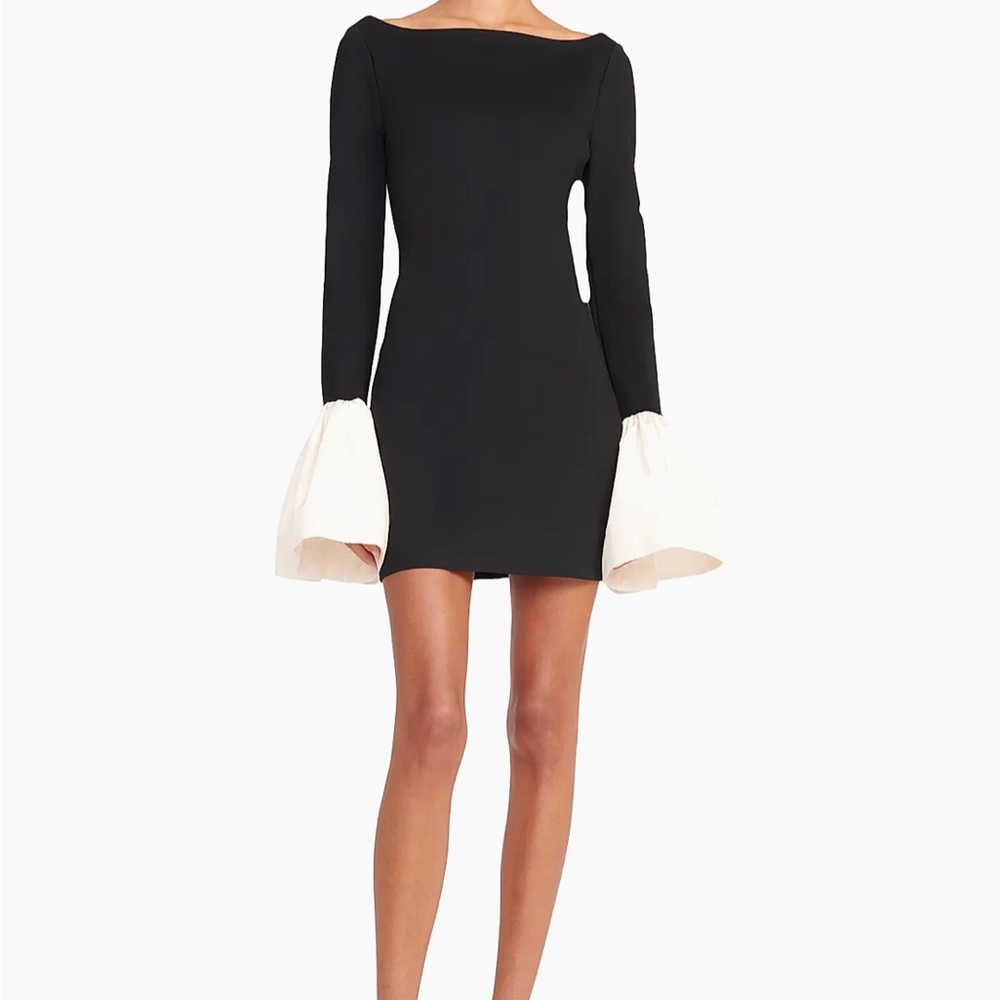 Staud Hawthorne Two-Tone Bell-Sleeve Minidress NWT
